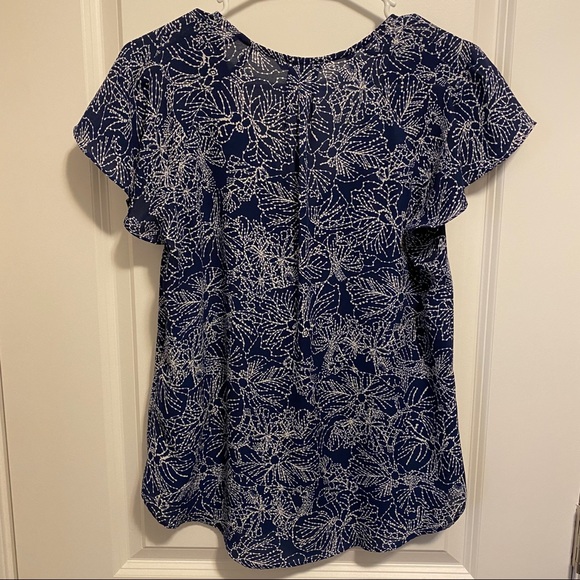 Royal Blue Flutter Sleeve Blouse - Picture 2 of 2